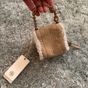 Tory Burch NWT Mini Suede/Fur Purse/Pouch